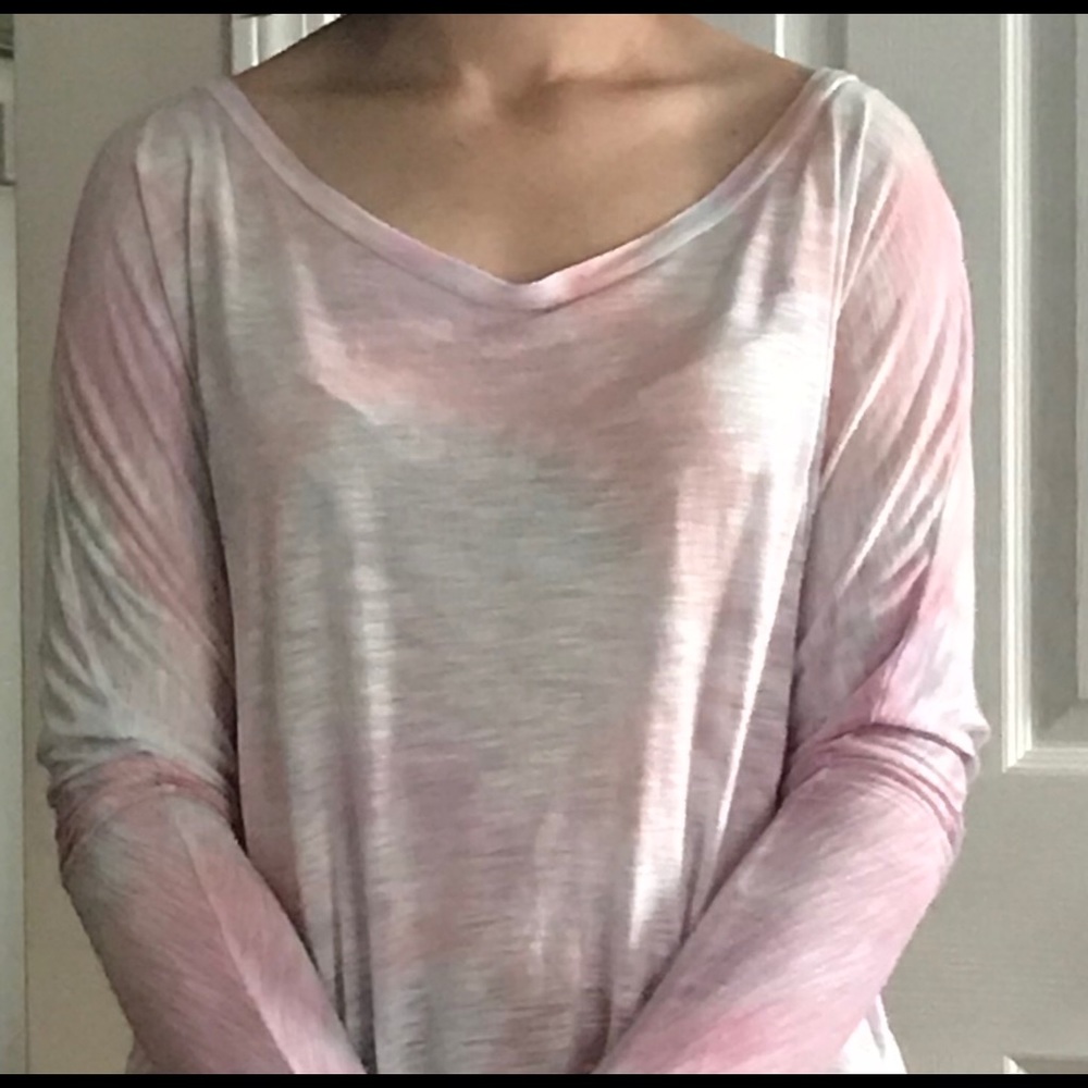 Pink see through long sleeve shirt